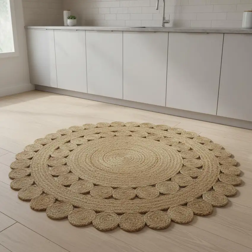 3' Natural Jute Round Rug Photo 2