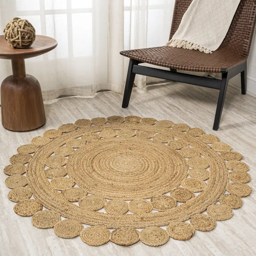 3' Natural Jute Round Rug Photo 5