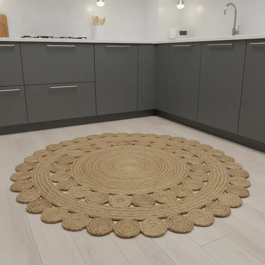 4' Natural Jute Round Rug Photo 2