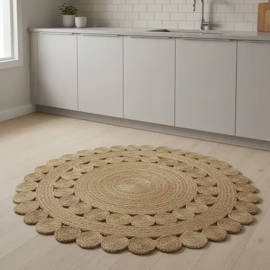 5' Natural Jute Round Rug Photo 2