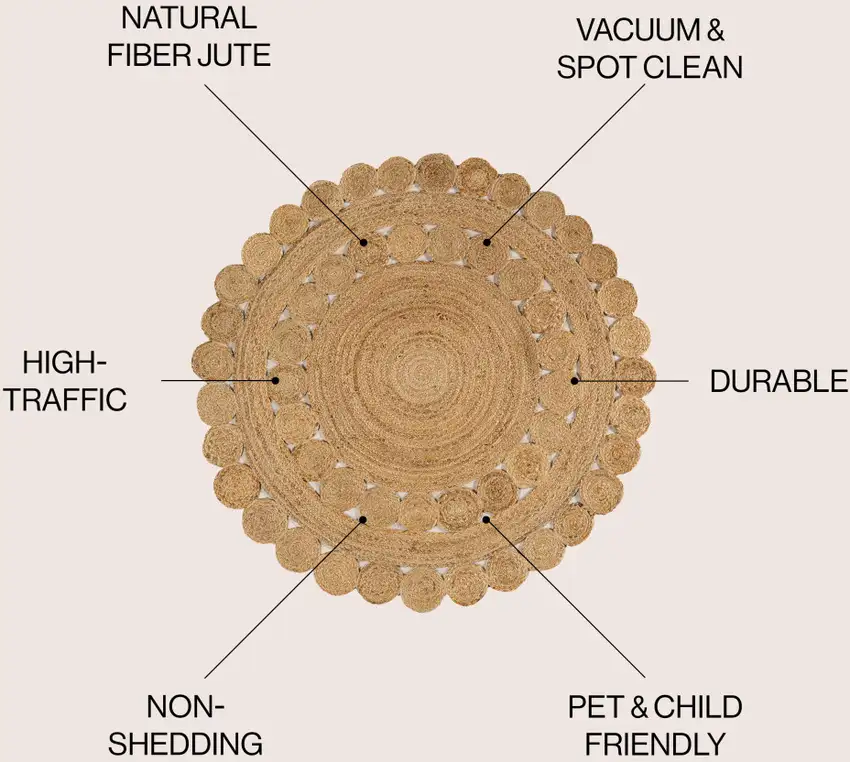 5' Natural Jute Round Rug Photo 7