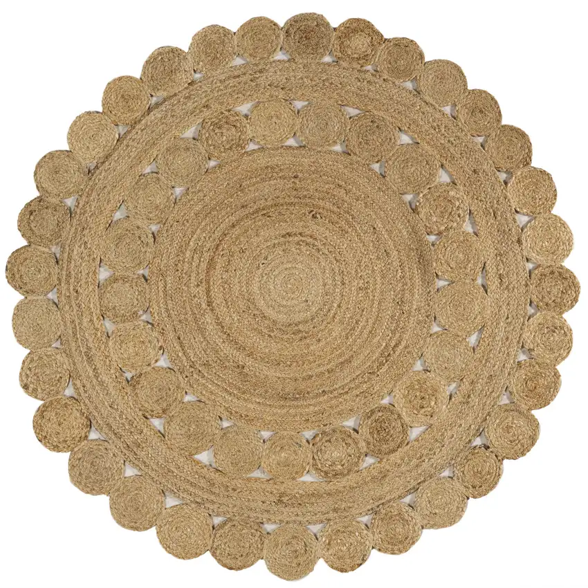 5' Natural Jute Round Rug Photo 1