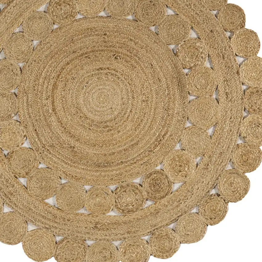 5' Natural Jute Round Rug Photo 3