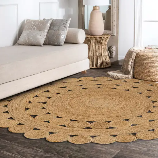 5' Natural Jute Round Rug Photo 6