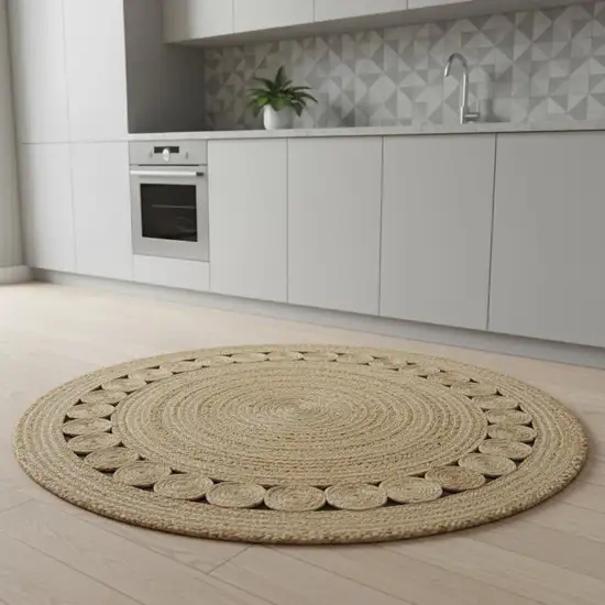 4' Natural Jute Round Rug Photo 2