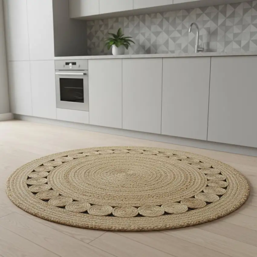 4' Natural Jute Round Rug Photo 2