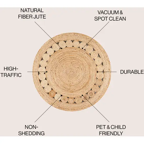 4' Natural Jute Round Rug Photo 7