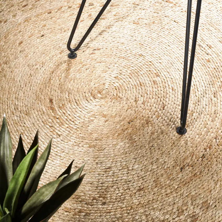 4' Natural Jute Round Rug Photo 8