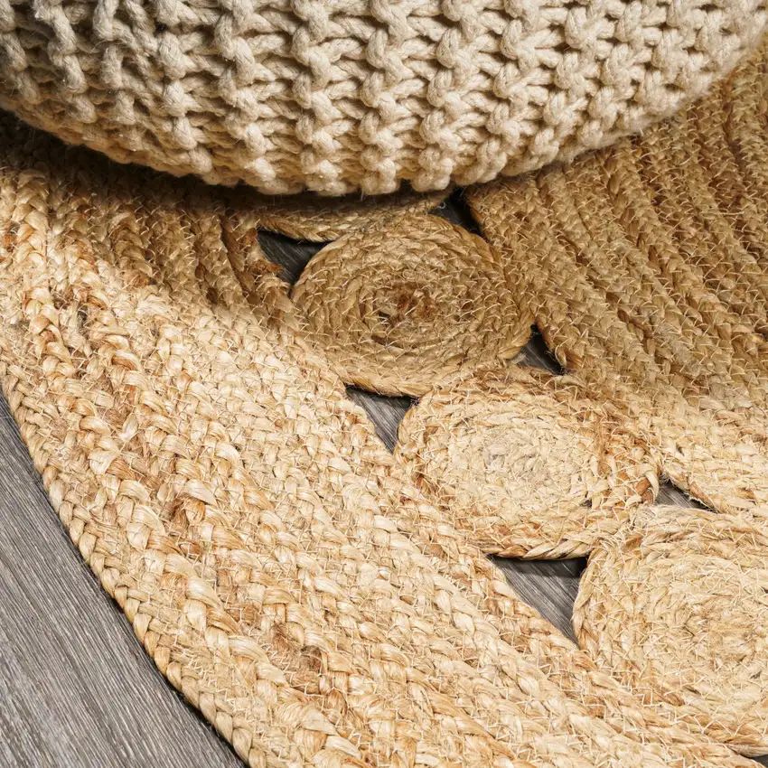 4' Natural Jute Round Rug Photo 7