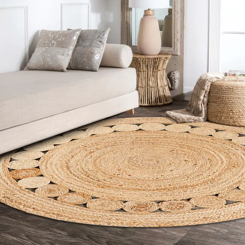 4' Natural Jute Round Rug Photo 6
