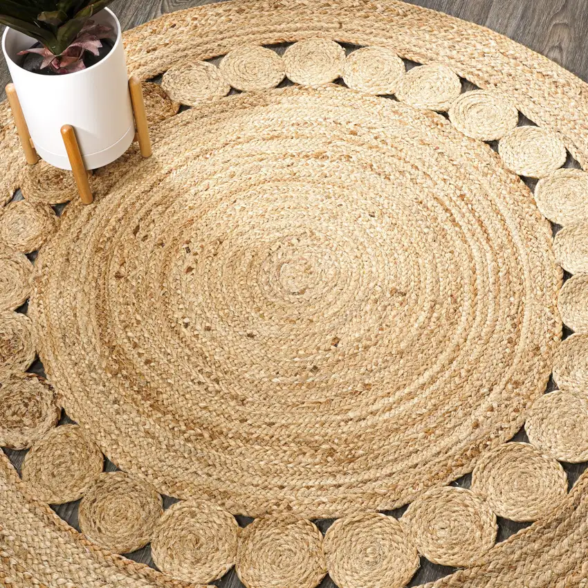 5' Natural Jute Round Rug Photo 8