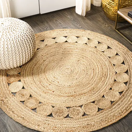 5' Natural Jute Round Rug Photo 5