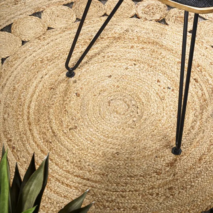 5' Natural Jute Round Rug Photo 9