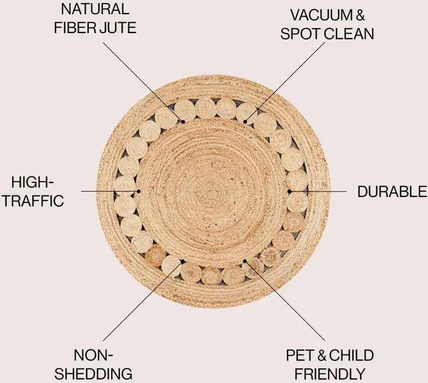 5' Natural Jute Round Rug Photo 7