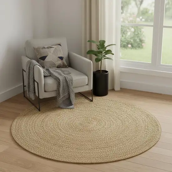 3' Natural Jute Round Rug Photo 1