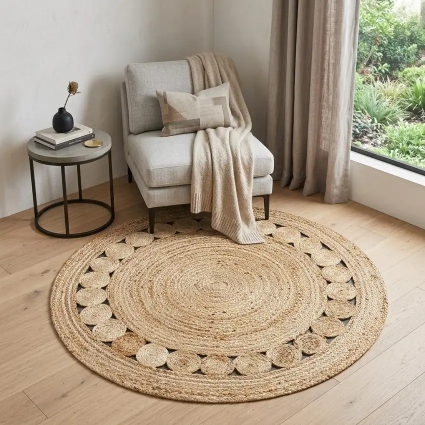 3' Natural Jute Round Rug Photo 1