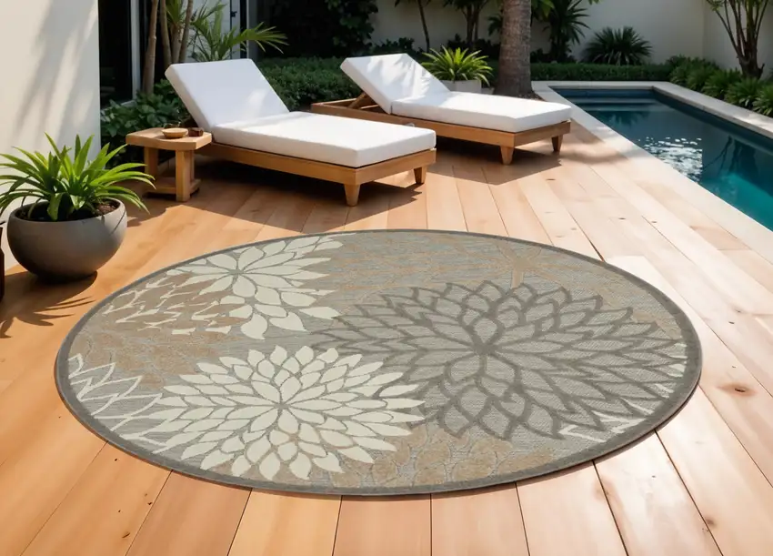 10' Gray and Ivory Indoor Outdoor Area Rug Photo 1