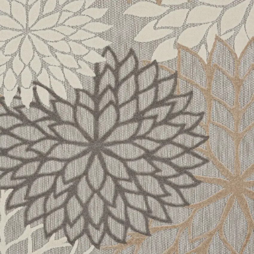 5' Natural Square Floral Power Loom Area Rug Photo 4