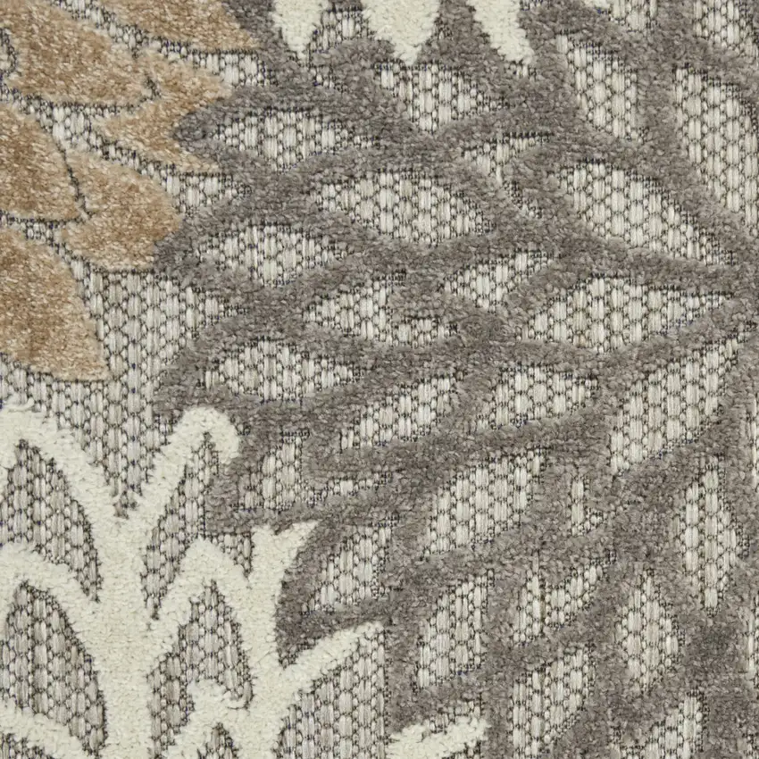 5' Gray and Ivory Indoor Outdoor Area Rug Photo 8