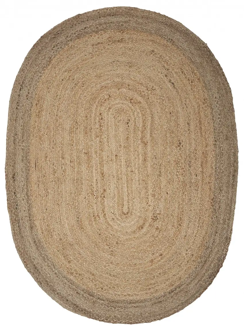 7' Natural Toned Oval Shaped Area Rug Photo 1