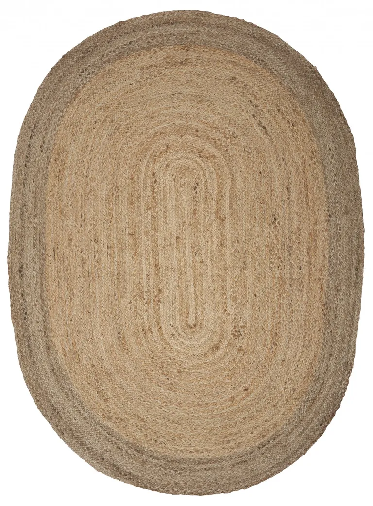 7' Natural Toned Oval Shaped Area Rug Photo 1