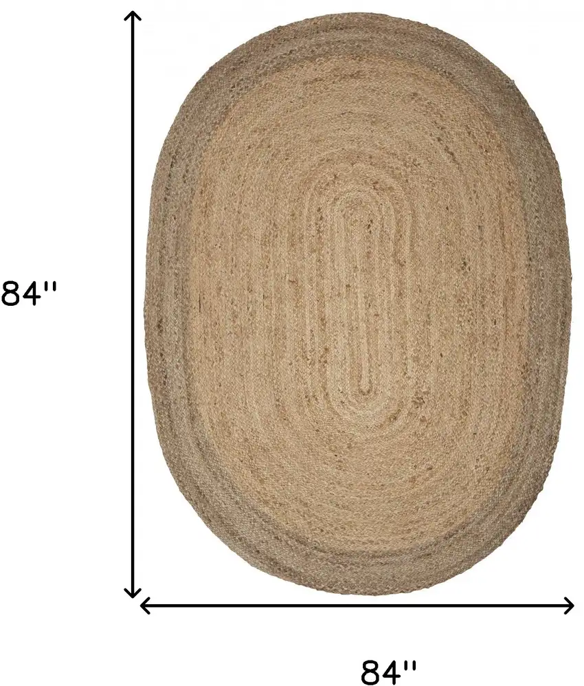 7' Natural Toned Oval Shaped Area Rug Photo 8