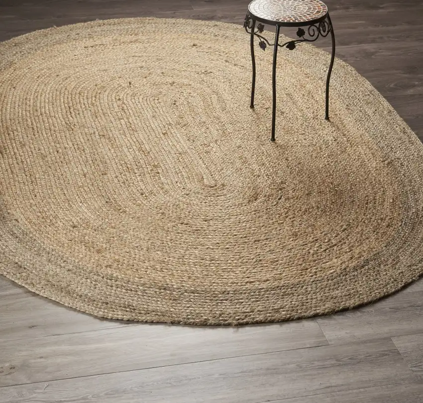7' Natural Toned Oval Shaped Area Rug Photo 7