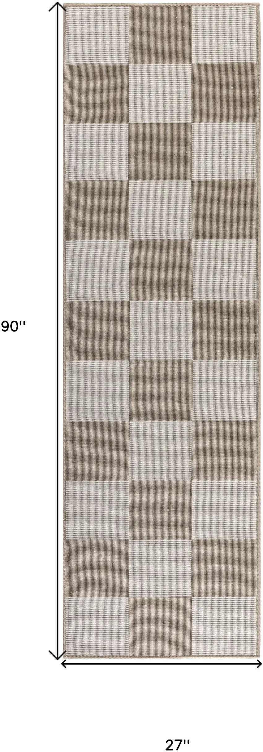 8' Natural and Ivory Geometric Power Loom Washable Non Skid Runner Rug Photo 7