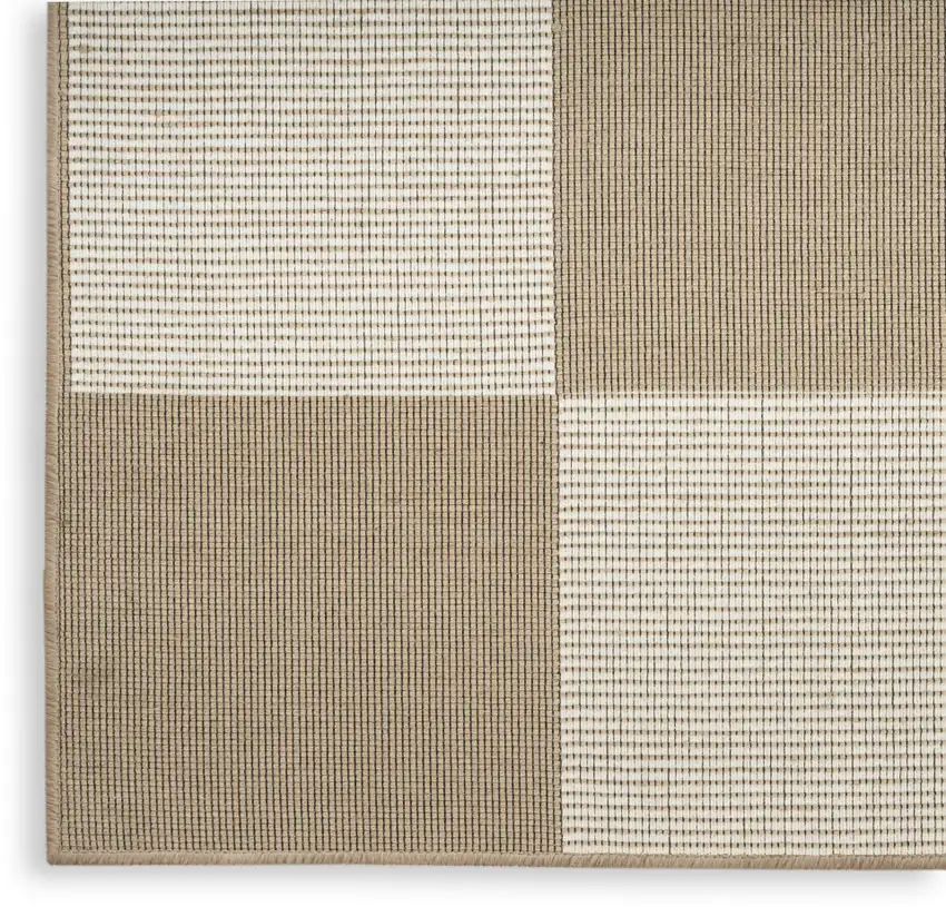 8' Natural and Ivory Geometric Power Loom Washable Non Skid Runner Rug Photo 8
