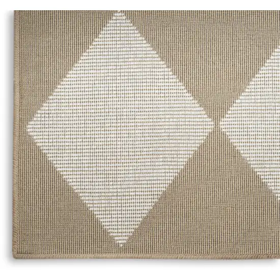 8' Natural and Ivory Geometric Power Loom Washable Non Skid Runner Rug Photo 8