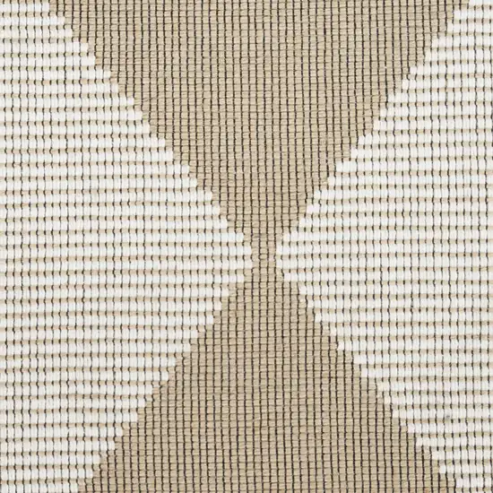 8' Natural and Ivory Geometric Power Loom Washable Non Skid Runner Rug Photo 8