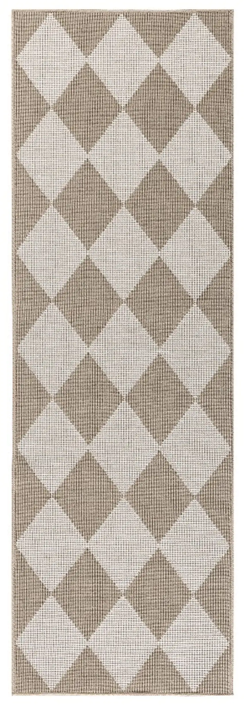 8' Natural and Ivory Geometric Power Loom Washable Non Skid Runner Rug Photo 2