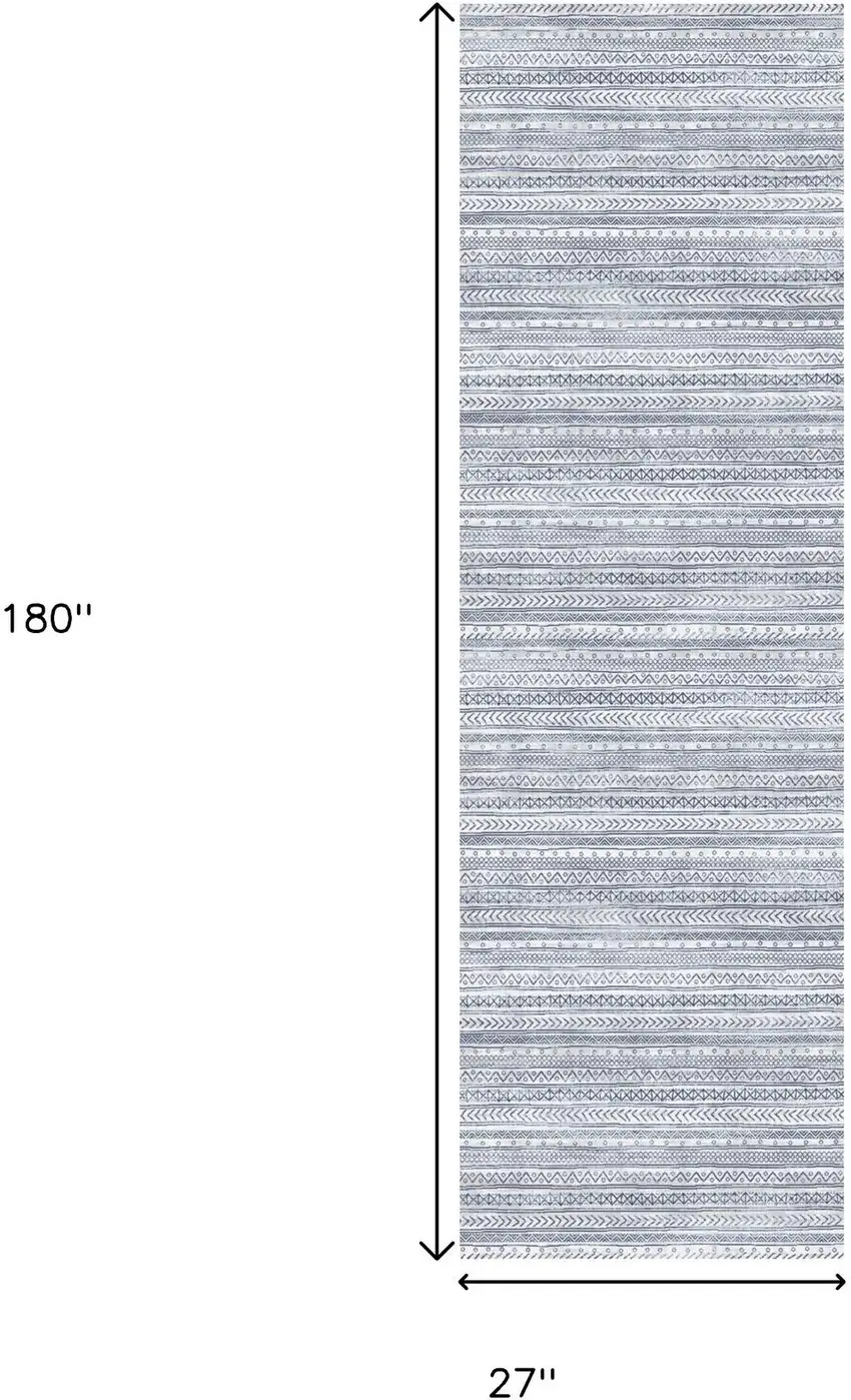 15' Navy Blue Abstract Runner Rug Photo 3