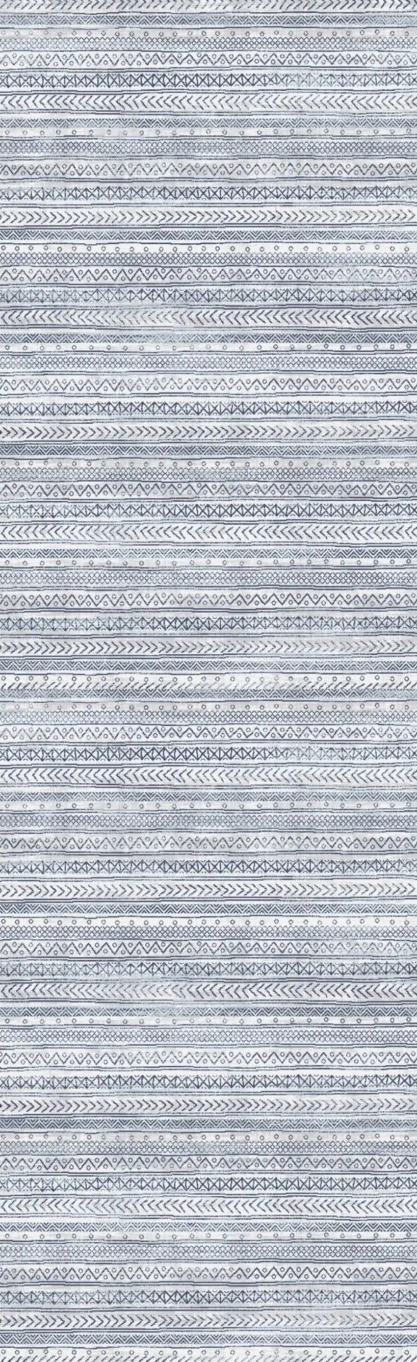 15' Navy Blue Abstract Runner Rug Photo 4