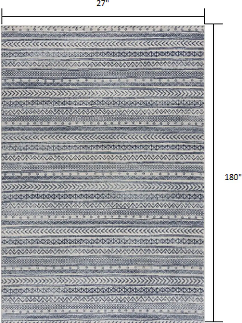 15' Navy Blue Abstract Runner Rug Photo 3