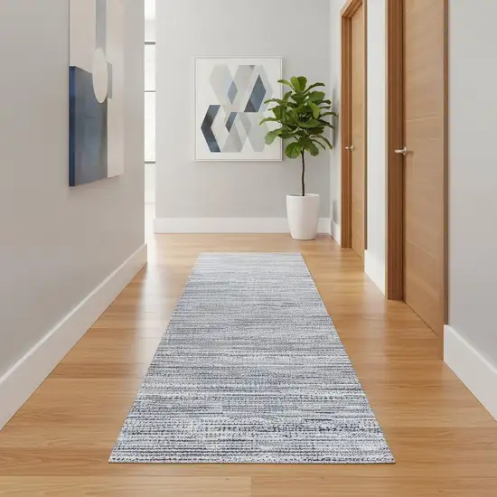 20' Navy Blue Abstract Runner Rug Photo 1