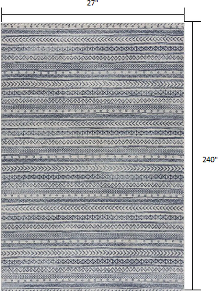 20' Navy Blue Abstract Runner Rug Photo 2