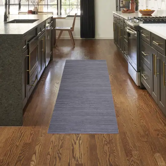 10' Navy Blue Abstract Washable Runner Rug Photo 6