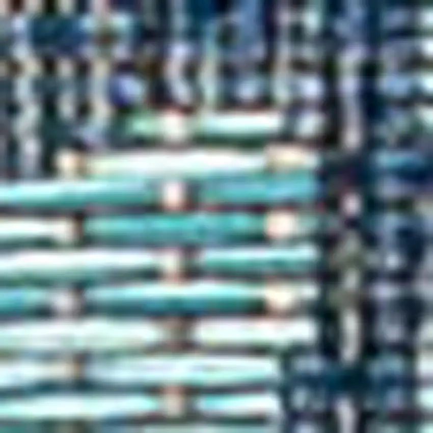 20' Navy Blue And Aqua Floral Indoor Outdoor Runner Rug Photo 2