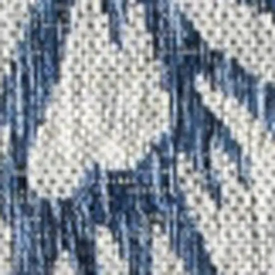 3' Navy Blue And Aqua Square Floral Indoor Outdoor Area Rug Photo 2