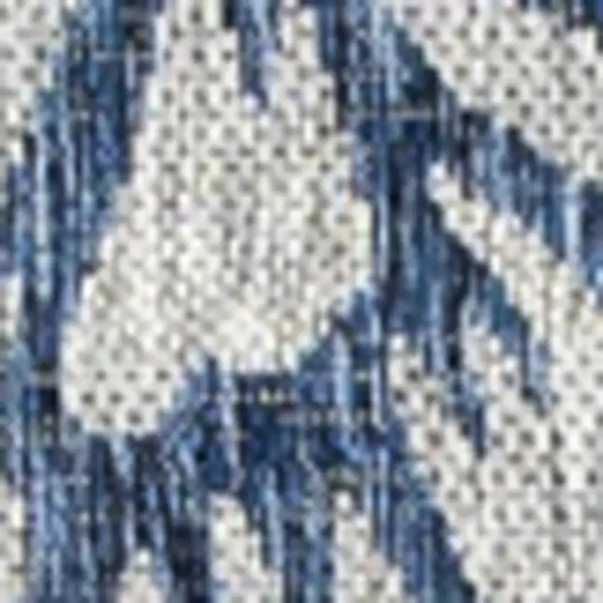 3' Navy Blue And Aqua Square Floral Indoor Outdoor Area Rug Photo 2