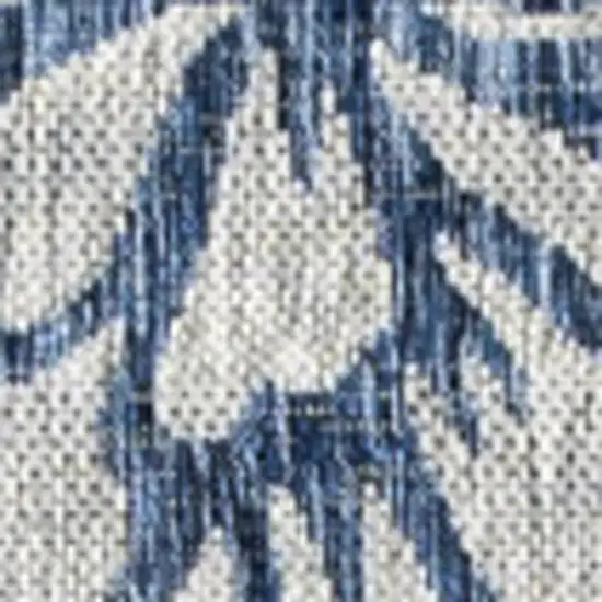 4' Navy Blue And Aqua Square Floral Indoor Outdoor Area Rug Photo 2