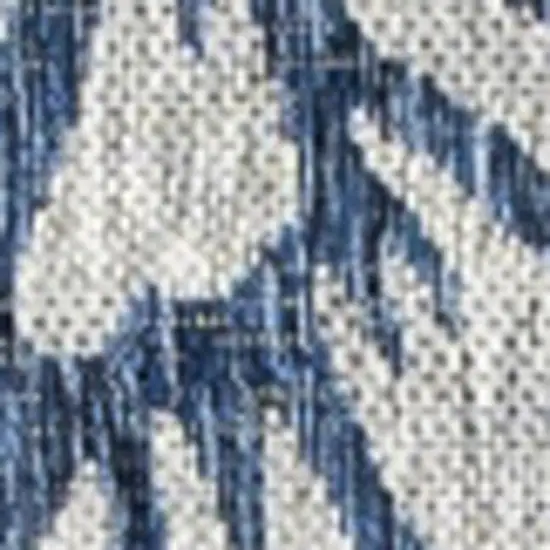 8' Navy Blue And Aqua Square Floral Indoor Outdoor Area Rug Photo 2