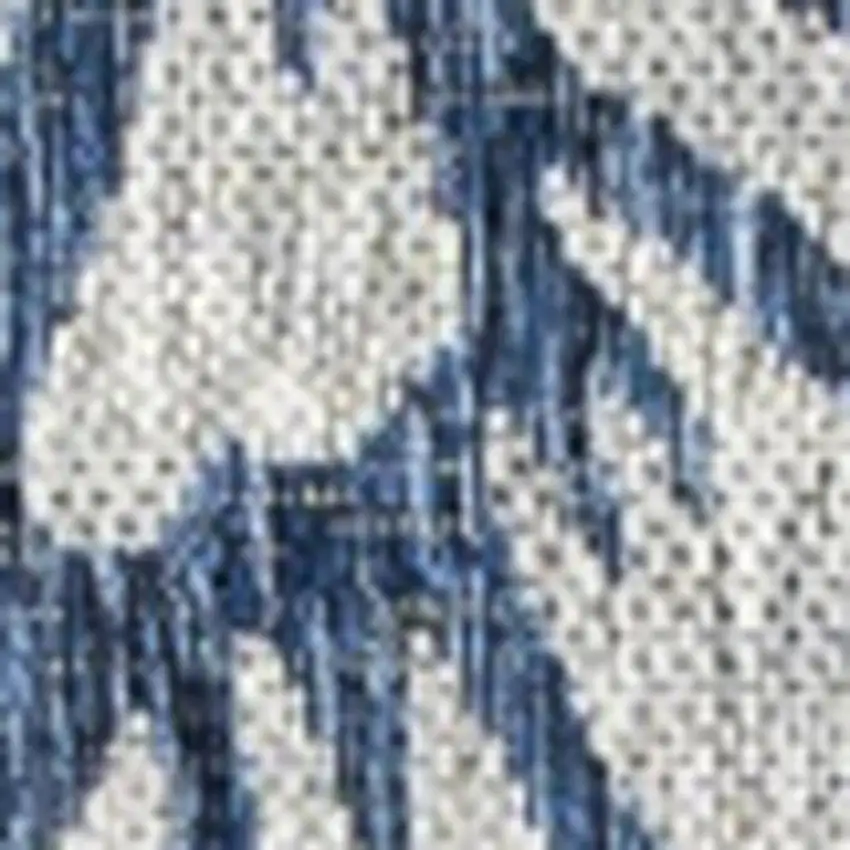 8' Navy Blue And Aqua Square Floral Indoor Outdoor Area Rug Photo 2