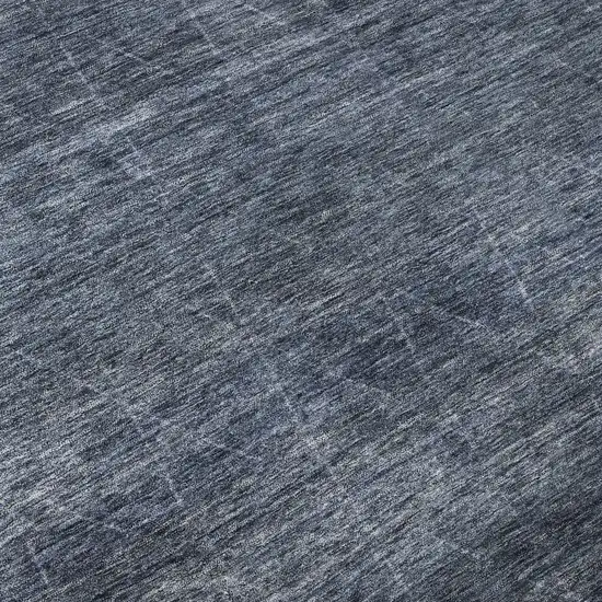 8' Navy Blue And Beige Geometric Washable Round Rug With UV Protection Photo 8