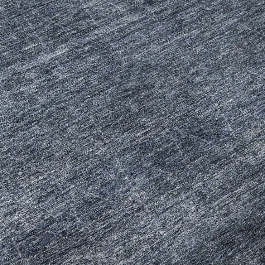 8' Navy Blue And Beige Geometric Washable Round Rug With UV Protection Photo 8