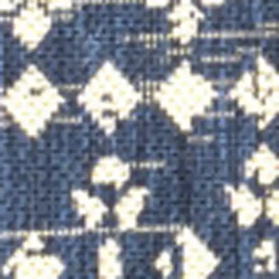 5' Navy Blue And Beige Square Trellis Indoor Outdoor Area Rug Photo 2