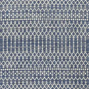 Photo of 4' Navy Blue And Beige Square Trellis Indoor Outdoor Area Rug