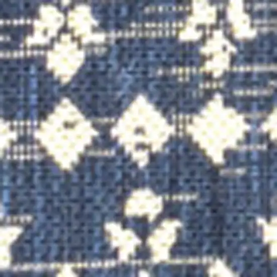 4' Navy Blue And Beige Square Trellis Indoor Outdoor Area Rug Photo 2