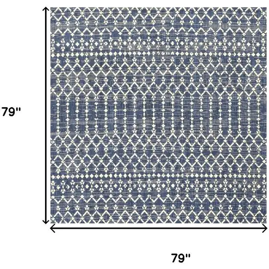 6' Navy Blue And Beige Square Trellis Indoor Outdoor Area Rug Photo 9